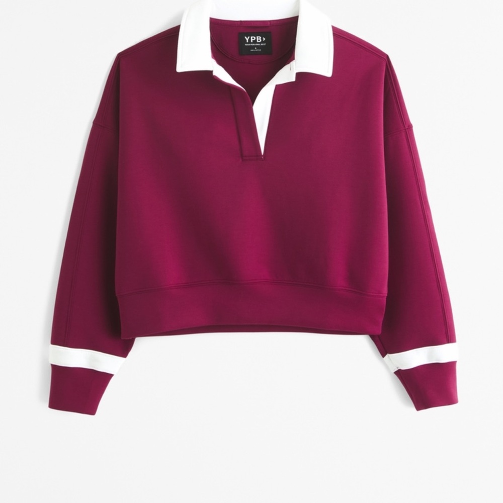 YPB Burgundy and White Collared Sweatshirt